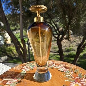 VTG Perfume Atomizer Spray Bottle Amber Art Glass Murano Style Art Deco‎ Brown